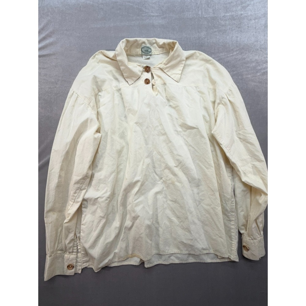 Alice's Cottage Vintage Civil War Two Button Shirt Made in USA Cotton XL White
